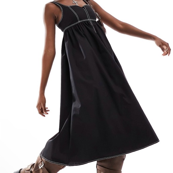 Collusion Dresses & Skirts - Black Sleeveless Maxi Dress with White Contrast Stitching